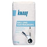 Knauf Bau-Gips / Elektriker-Gips, 10-kg – schnellhärtender, hochfester Montage-Gips zum Setzen und Fixieren von Elektro-Installationen, stoß- und druckfest, gemäß DIN EN 132793