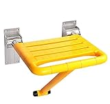 FBWSM Duschsitze mit Bein, an der Wand montierter Badestuhl für ältere, behinderte und behinderte Menschen, zusammenklappbare Sicherheitsbadezimmerhilfe-Yellow