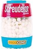 Decocino Essbare Perlen in Weiß (65g) – Streu-Dekor, Zucker-Streusel – matt-glänzende Zuckerperlen – perfekt zum Dekorieren von Torten, Kuchen und Cupcak