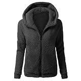 Ronamick Plüschmantel Damen Teddy Mantel Warm Übergangsjacke Winter Fleecejacke Mit Kapuze Oversize Leicht Kapuzenjacke Weich Plüsch Hoodie Sweatjacke Reißverschluss Fleecemantel Plüschjack