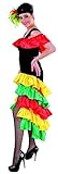 Brasil Kleid Brasilianerin Flamenco Spanierin viele Größen (Medium, schwarz/bunt)