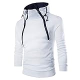 Sport Herren Sweatshirt Hoodie,Kanpola Männer Fitness Training Crewneck Shirt Slim Modern Langarmshirt Warm Basic Pullover (EU-52/CN-2XL, Weiß)