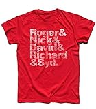 T-Shirt Herren Pink Floyd Namen - Roger, Nick, David, Richard und Syd - Rot, S