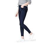 find. Damen Skinny Jeans mit mittlerem Bund, Blau (Deep Indigo), Large (32W / 32L)