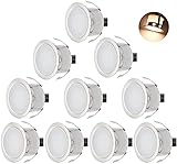 CHNXU 10er Set LED Einbaustrahler Warmweiß Bodeneinbaustrahler 12V Ø30mm Deckenspots 0,6W 9LM Terrassenbeleuchtung Außen IP67 Wasserdichte LED Bodenleuchten Treppen Beleuchtung