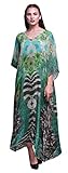 Phagun Blumen & Tierhaut der Lange Strandkaftan-Beachwearbikini der Frauen bedeckt Maxikleid-4X-5X