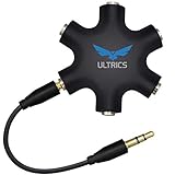ULTRICS 5-Fach Audio Splitter, Universal Stereo 3,5mm Stecker auf Buchse Aux Klinken Verteiler Kompatibel mit Kopfhörer, Samsung Galaxy iPhone Nokia LG Smartphones, Laptops und PC - Schw