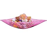Huijukon Spielzeug Hängematte Kuscheltiernetz Ordentlich Aufbewahrung Spielzeugnetz Hängematte Netz Stofftier Lagerung Net für Kuscheltiere Spielzeug 150*100*100cm (Rosa)