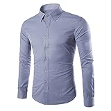 QWERD Herren Business Hemd Bügelfreies Hemd mit geradem Schnitt Regular Fit Langarm Baumwolle Einfarbig Herren-Hemd Langarm/Business Freizeit Hochzeit/Anzug Kentkragen Hemd Übergröße S-4XL