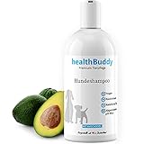 healthBuddy Premium Hundeshampoo mit natürlichem Avocadoöl – Made in Germany – Entfernt unangenehme Gerüche, Für empfindliche Haut und Fell, Wirkt Rückfettend, Hilft gegen Juckreiz und Flö