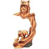 Juvale Indianerfigur - Indianer-Krieger, Indianische Skulptur mit Bär - Polyresin - Ideal für Innendekoration, Heimdekoration - Braun, 11,4 x 22,9 x 7,6 
