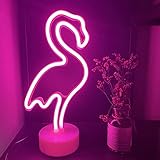 ENUOLI Flamingo Leuchtreklame Neon Nachtlicht mit Halter Basis Batterie/USB betrieben LED Leuchtreklame LED Licht für Wohnzimmer Schlafzimmer Weihnachtsfeier Geburtstagsdek