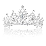 Delleu Hochzeit Tiara Kristall Strasssteine ​​Tiara Krone Kamm Festzug Prinzessin Silb