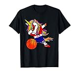Dabbing Unicorn Kroatien Basketball - Kroatische Flagge T-S