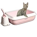 Joli Moulin Exclusiv Katzentoilette offen mit Rand 40x50x15 cm Set mit Streuschaufel und Hygiene-Behälter Non-TOXID Rohmaterial der Umwelt zuliebe ROS