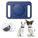 Hülle für Airtag für Hundehalsband mit 2 Schutzfolien, Anhänger für Airtags für Hund und Katze Halsband Aus Lebensmittelqualität Silikon, Stoßfest und Keine Signalblockierung Case für Air Tag (Blau)