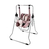 Clamaro 'N1' Babyschaukel 2in1 Indoor Baby Schaukel und Hochstuhl - Schaukelstuhl mit Tablett, Sicherheitsgurt, Bügel, gepolstertem Sitz, kompakt zusammenklappbar - Farbe: N-02 Rosa/C