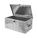 Frifer 76x 33x 25,4cm Aluminiumbox， Transportbox， Metallbox ，Werkzeugkoffer Sicher mit Schloss， Werkzeugkasten, Deichselbox, Alubox, Aluk