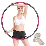 Aispk Hula Hoop,Hula Hoop Reifen mit Schaumstoff,Einstellbar Breit 48–88 cm beschwerter Hula Hoop für Erwachsene und Kinder für Fitness Erwachsene und Kinder mit EIN Geschenk Kühlhandtuch 30 * 90