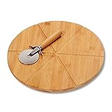 KESPER 58462 Pizzateller 32 cm aus Bambus mit extra Pizzaschneider/Holzteller/Pizzaunterlage/Pizza-Holzteller/Holzg