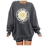 Damen Sweatshirt Langarm Retro Bedruckte Lässig Print Pullover Tops B