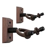Gitarrenhalter für Die Wand 2 Stück, Neboic Gitarren Wandhalterung Holz, Schwarze Walnuss Gitarre Haken, Gitarren Aufhängung für Klassische Gitarre, E-gitarre, Bassgitarre, Ukulele, Gitarrenzubehö