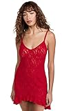 Hanky Panky Women's Signature Lace High Low Ruffle Chemise, Red, XS