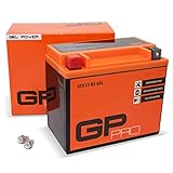 GP-PRO GTX12-BS 12V 10Ah GEL-Batterie (Kompatibel mit YTX12-BS / 51012) (Wartungsfrei & Versiegelt) Akkumulator Motorrad Motorradb