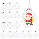 Aurasky Klar Weihnachtskugeln, 16 pcs Weihnachtskugeln Baumschmuck, Befüllbare DIY Christbaumkugeln, Christbaumkugeln aus Klarem, Christbaumkugeln zum Befüllen als Christbaumschmuck