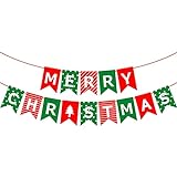 Weihnachtsbanner Merry Christmas HäNgende Flagge, Weihnachten Briefe Banner FüR TüR-Wand-Fenster Home Innen- Und AußEn Neues Jahr Party Dekoration Kamindek