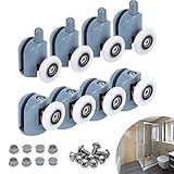 8 Stücke Duschtür Rollen, 23mm Duschkabinen Ersatzteile Laufrollen, Anti-Rost Duschtürrollen Ruhig Dusche Schiebetür Rollen Dauerhaft Laufrollen Duschtüren für Badezimmertüren Glastü