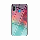 Miagon Glas Handyhülle für Huawei P30 Lite,Himmel Serie 9H Panzerglas Rückseite mit Weicher Silikon Rahmen Kratzresistent Bumper Hülle für Huawei P30 Lite,Rot Grü