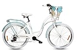 Goetze Mood Alu Damenfahrrad Retro Vintage Holland Citybike, 26 Zoll Räder, 7 Gang Shimano Schaltwerk, Tiefeinstieger, Korb mit Polsterung Gratis!