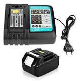 Energup 18V 4,0Ah Ersatz Akku + 3A Ladegerät für Makita BL1840 BL1830 BL1850 LXT400 Akku + DC18RA DC18RC 3A Ladegerät)