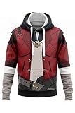 Seaehey Hoodie Jinx Cosplay Jinx Kostüm Outfit Schöne Mantel Robe Soraka Cos Gedruckt Sweatshirt Halloween Karneval Kostüm Weihnachten Cosplay, rot, XXXL
