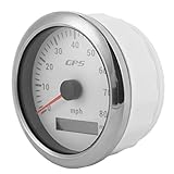 MPH-Display, GPS-Geschwindigkeitsmesser 85 mm / 3,35 Zoll Gebogenes Glas IP67 Wasserdicht Genau für Stromaggregate zur Automodifikation für Baumaschinen(Weiß)
