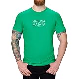 T-Shirt Hakuna Matata Bitch König der Löwen Timon Pumba Circle 13 Farben XS-5XL of Life Elton John Afrika Hakuna Matata nutze den Tag, Farbe:grün - Logo Weiss, Größe:2XL