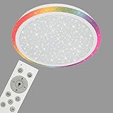 Briloner Leuchten LED Deckenleuchte mit Sternendekor, dimmbar, Fernbedienung, Farbtemperatursteuerung, Nachtlichtfunktion, Deckenlampe 24W, 1800 Lumen, Metall, 24 W, Weiß, Ø 41