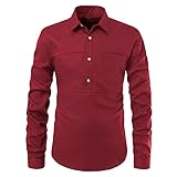 Freizeithemden Herren Urban Slim Fit Revers Einfarbig Knopfleiste Herren Shirt Herbst Winter Neue Mit Taschen Jugend Langarm Täglich Casual All-Match Herren Jack