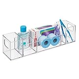 iDesign,39680,Badezimmer AA8Organizer, Aufbewahrungsboxaus Kunststoff mit8 Fächern und Griffen, KosmetikOrganizer für Make-up, Medikamente und Cremes, transp