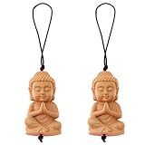 Kleiner Buddha Schlüsselanhänger aus Holz - Glücksbringer & Talisman - Buddhistischer Taschenanhänger mit Buddha Figur (2er Set)