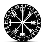 Wanduhr Nordische Rune Kompass Einzigartige Quarz Wanduhr Wikinger Vegvisir Symbol Runen Acryl Wanduhr Geschenk Für Ihn Vegvisir Kompass U
