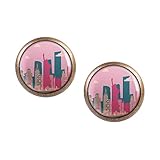 Mylery Ohrstecker Paar mit Motiv Skyline New York Big Apple Freiheits-Statue Empire State bronze 12