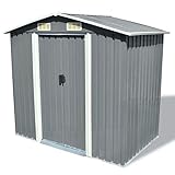 Tidyard Gerätehaus Gartenschuppen Geräteschuppen Metall Gartenhaus Outdoor Garten Aufbewahrung Schuppen aus Verzinkter Stahl 204 x 132 x 186 cm G