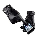 VICSPORT Herren Touchscreen Texting Lederhandschuhe Winter Warm Schwarz Weiche Handschuhe Kaschmir F