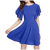 Hirolan Damen Sexy Kleid Kurzarm Minikleid Vintage Kleider Mantel ÄRmelloses Volant Kleid Clubwear V-Ausschnitt Partykleid Wickelkleid Cocktailkleid Midi Club Kleid Temp