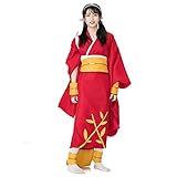 Deluxe Damen Sakura Print Kimono Kleid Traditionell Japanische Yukata mit Obi Gürtel Bademantel Lang Robe Anime Kostüm - - Larg