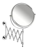WENKO Power-Loc® Teleskop Kosmetikspiegel Elegance - Befestigen ohne bohren, verstellbar, 300 % Vergrößerung, Stahl, 18.5 x 35.5 x 56 cm, C