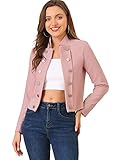Allegra K Damen 1960er Vintage Steampunk Open Front Button Decor Casual Jacke, rose, 38