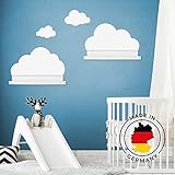 Wandtattoo Wolken in weiß für IKEA Regalbrett Ribba/Mosslanda 55 cm Bilderleiste für Babyzimmer Kinderzimmer – Aufkleber für Wand und Tap